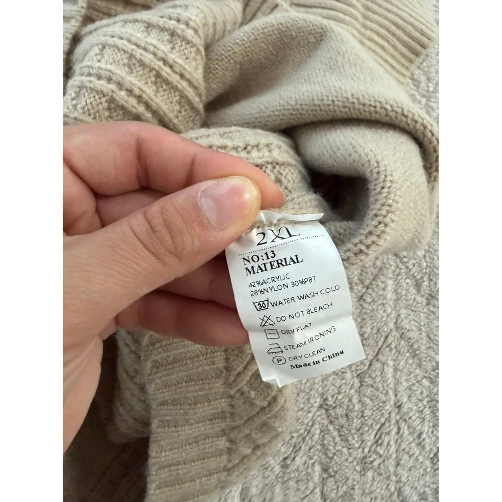 Asenku Dog Sweater Tan Cable Knit Turtleneck Pet Apparel Size 2XL NEW